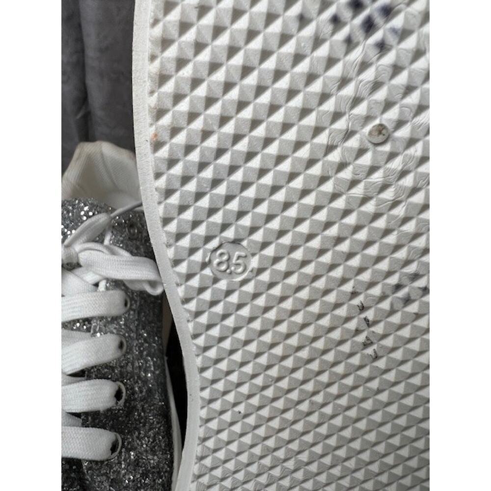 New York And Company Raphaela Silver Glittery Platform Sneakers Size 8.5 - Picture 9 of 11